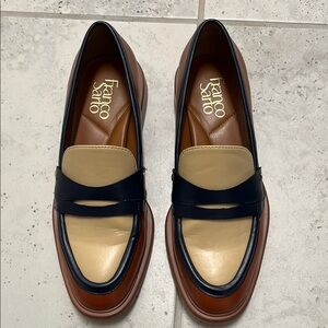 Franco Sarto Navy and Tan Loafers